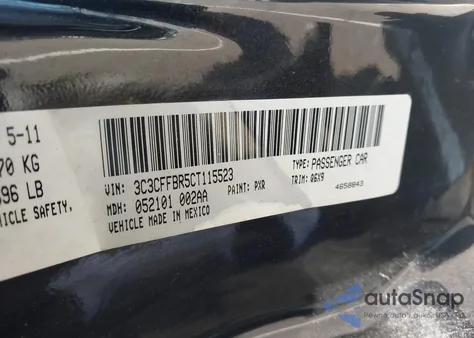 2012 Fiat 500 Sport from USA, damaged, VIN 3C3CFFBR5CT115523